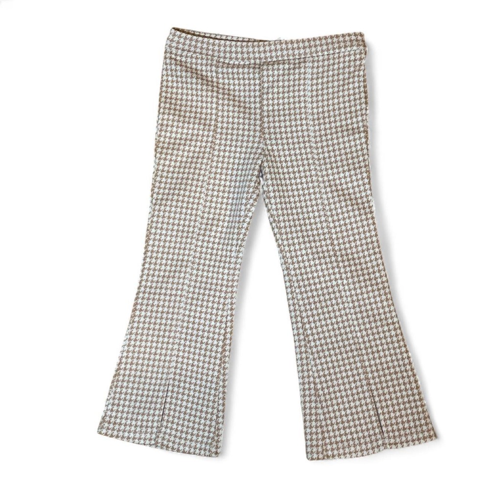 Brown Houndstooth Flare Pants Girls 4T XS Kids Preppy Academia School Retro
